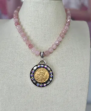 Sicily Goddess Necklace - Rose Quartz