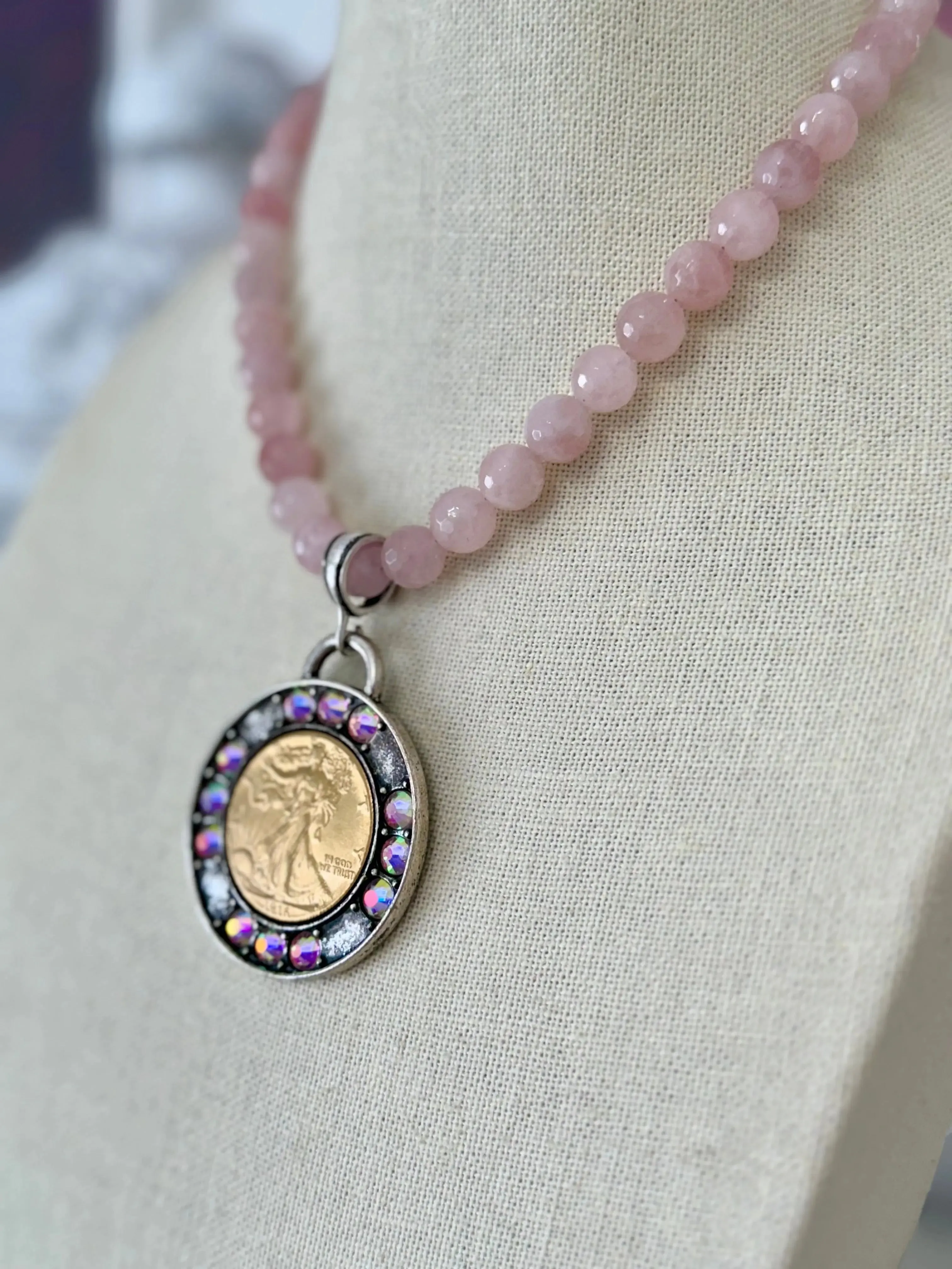 Sicily Goddess Necklace - Rose Quartz