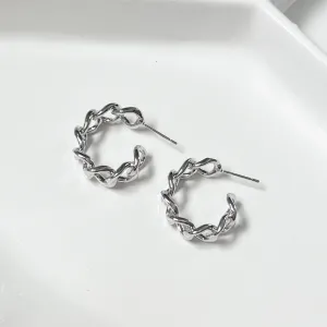 Silver Chain Link Hoop Earrings