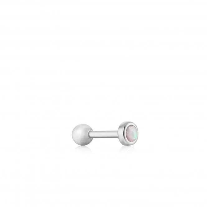 Silver Kyoto Opal Bezel Barbell Single Earring E035-11H