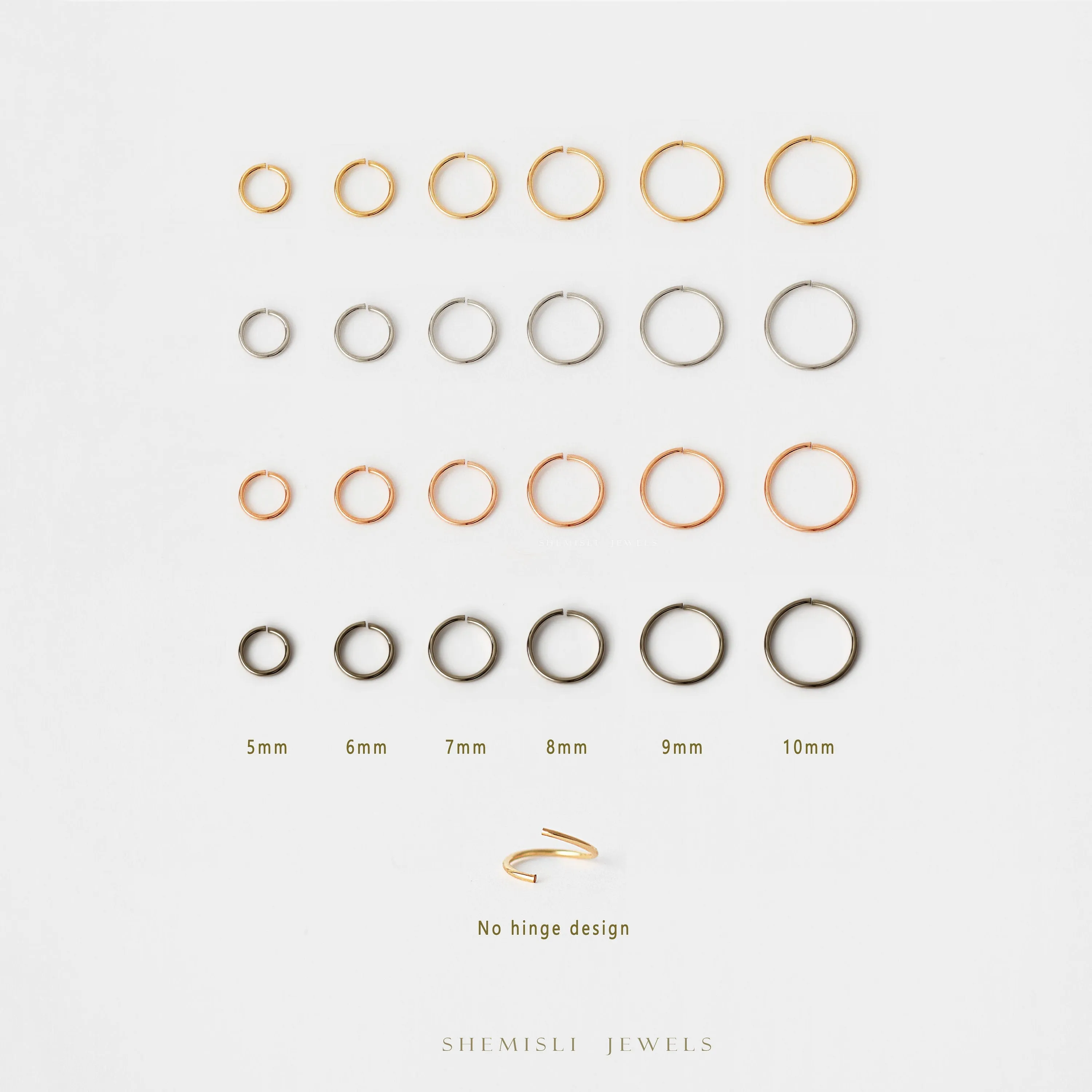 Simple Nose Ring, No Hinge Design, 20ga, 5, 6, 7, 8, 9, 10mm, Unisex, Gold Filled, Silver SH285, SH286, SH287, SH288, SH289, SH290