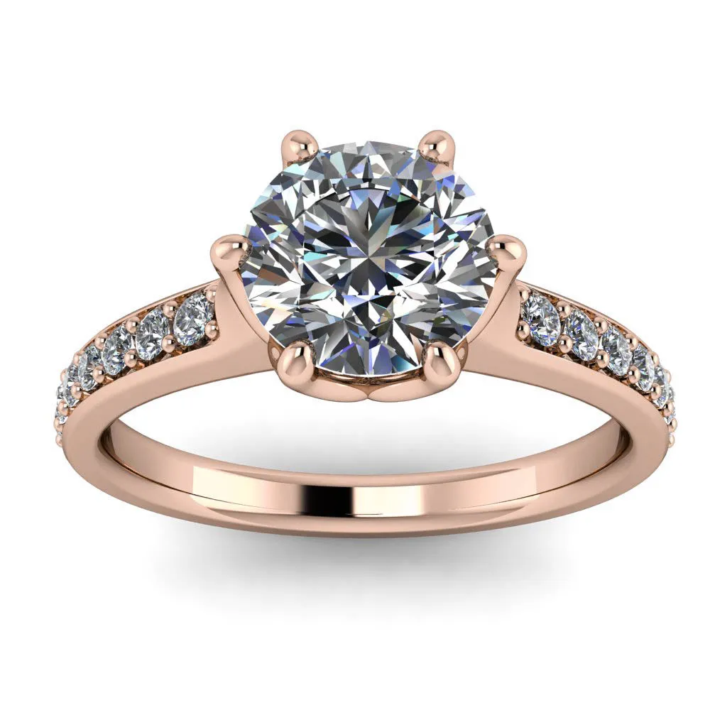 Six Prong Engagement Ring Diamond Setting - Made