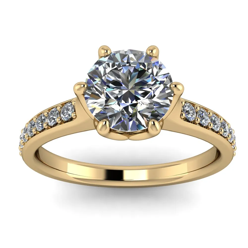 Six Prong Engagement Ring Diamond Setting - Made