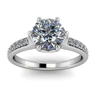 Six Prong Engagement Ring Diamond Setting - Made