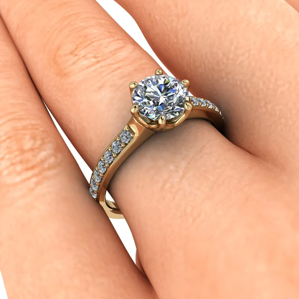 Six Prong Engagement Ring Diamond Setting - Made