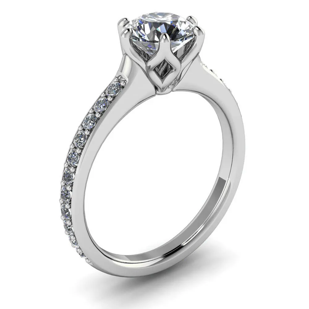 Six Prong Engagement Ring Diamond Setting - Made