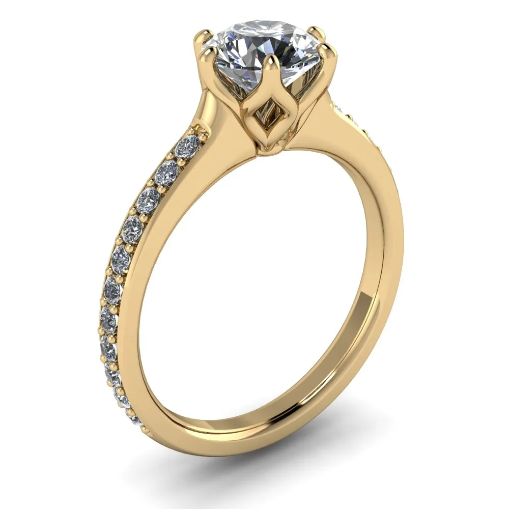 Six Prong Engagement Ring Diamond Setting - Made