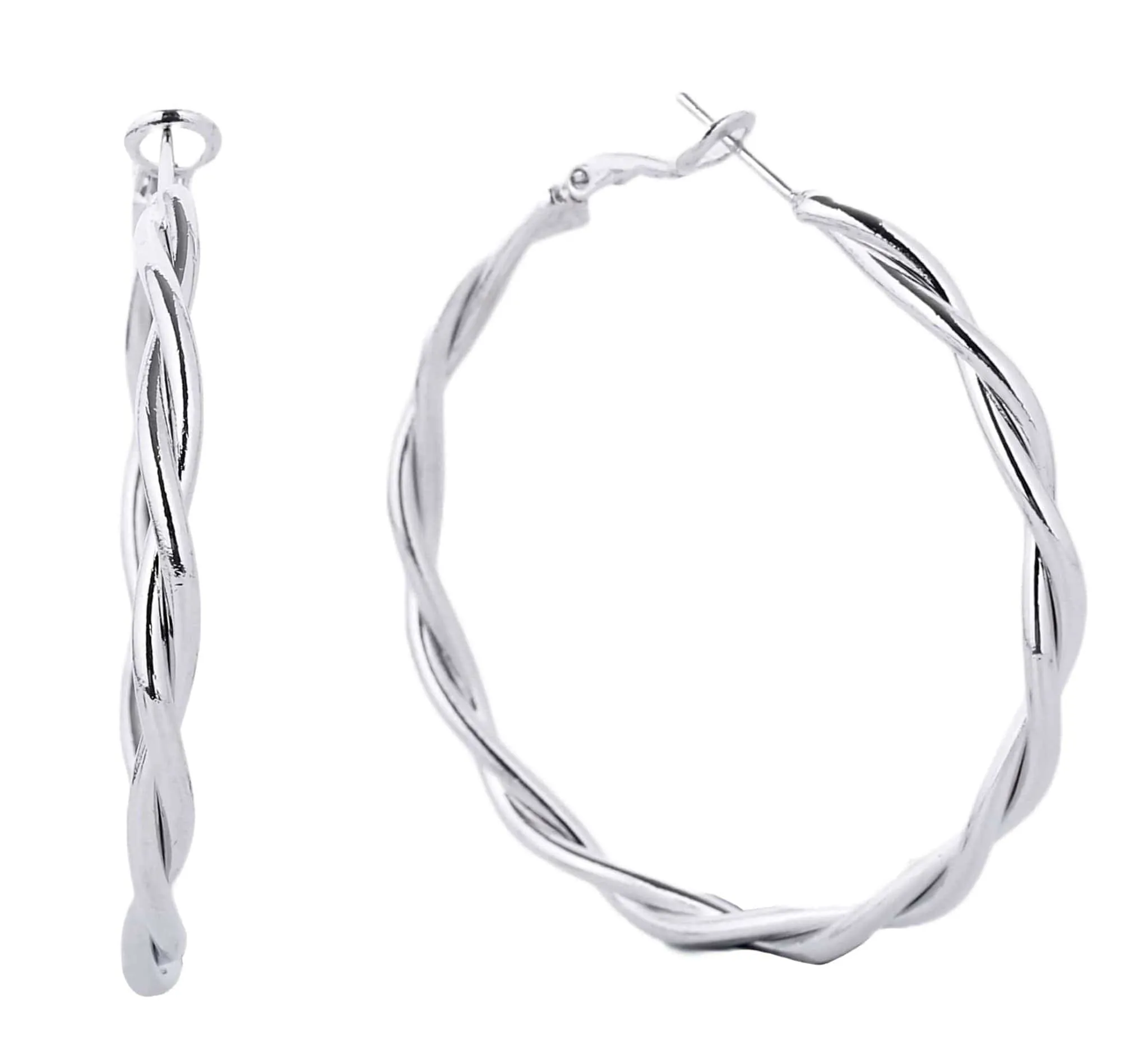 SJE310014 14K Gold-Dipped Twist Hoop Omega Closure Earrings