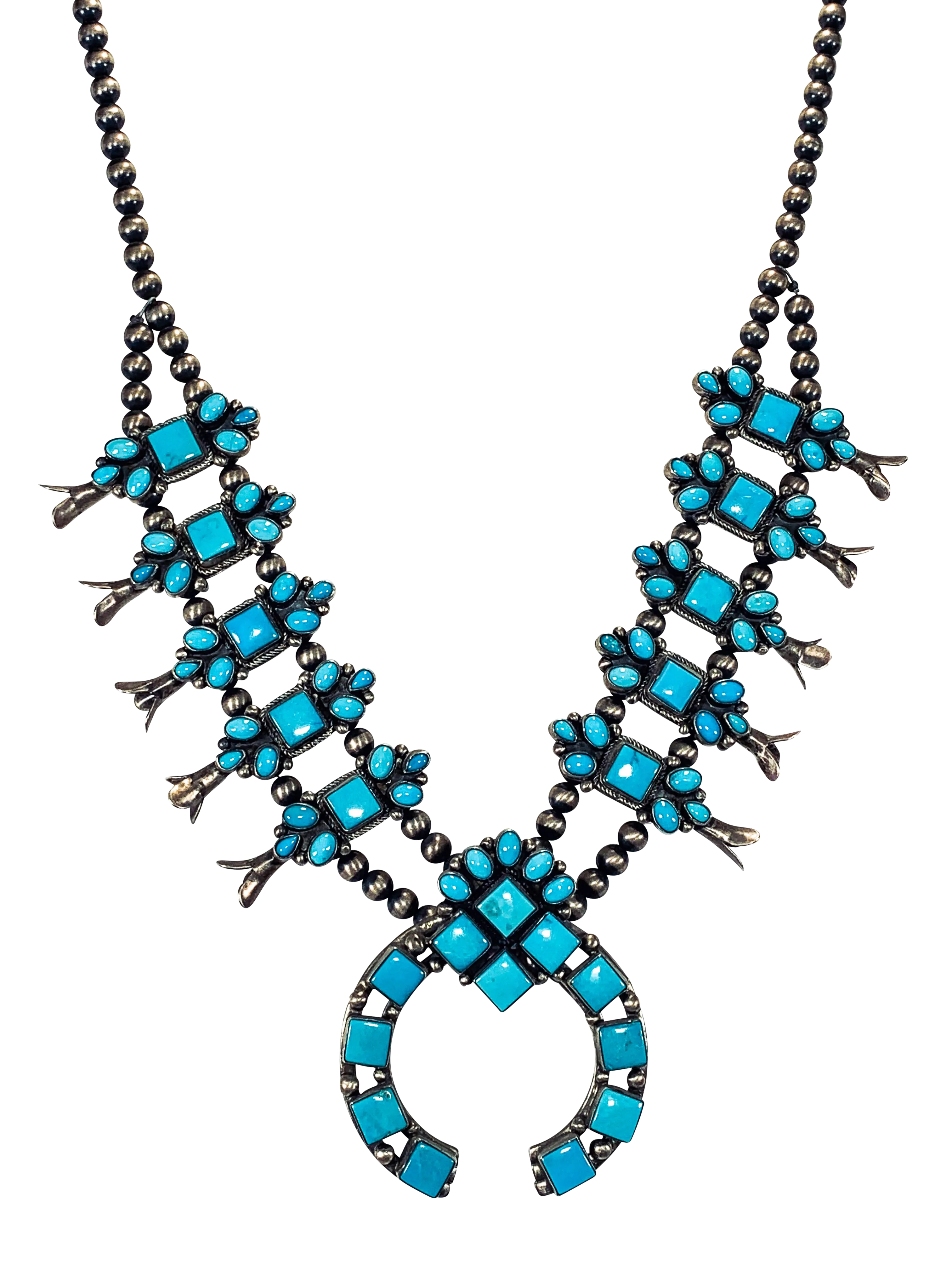 Sleeping Beauty Turquoise Squash Blossom Necklace | Eddison Largo