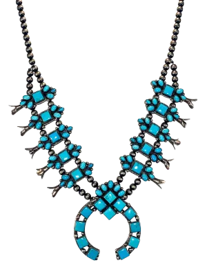 Sleeping Beauty Turquoise Squash Blossom Necklace | Eddison Largo