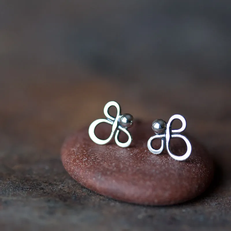 Small abstract sterling silver stud earrings