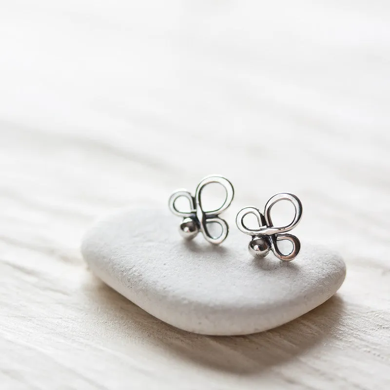 Small abstract sterling silver stud earrings
