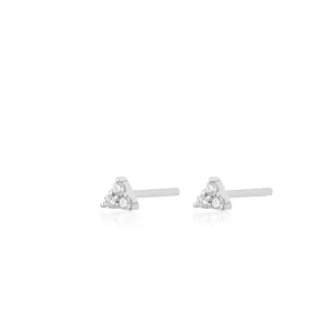 Sparkling Trinity Stud Earrings - Silver - SPS-218
