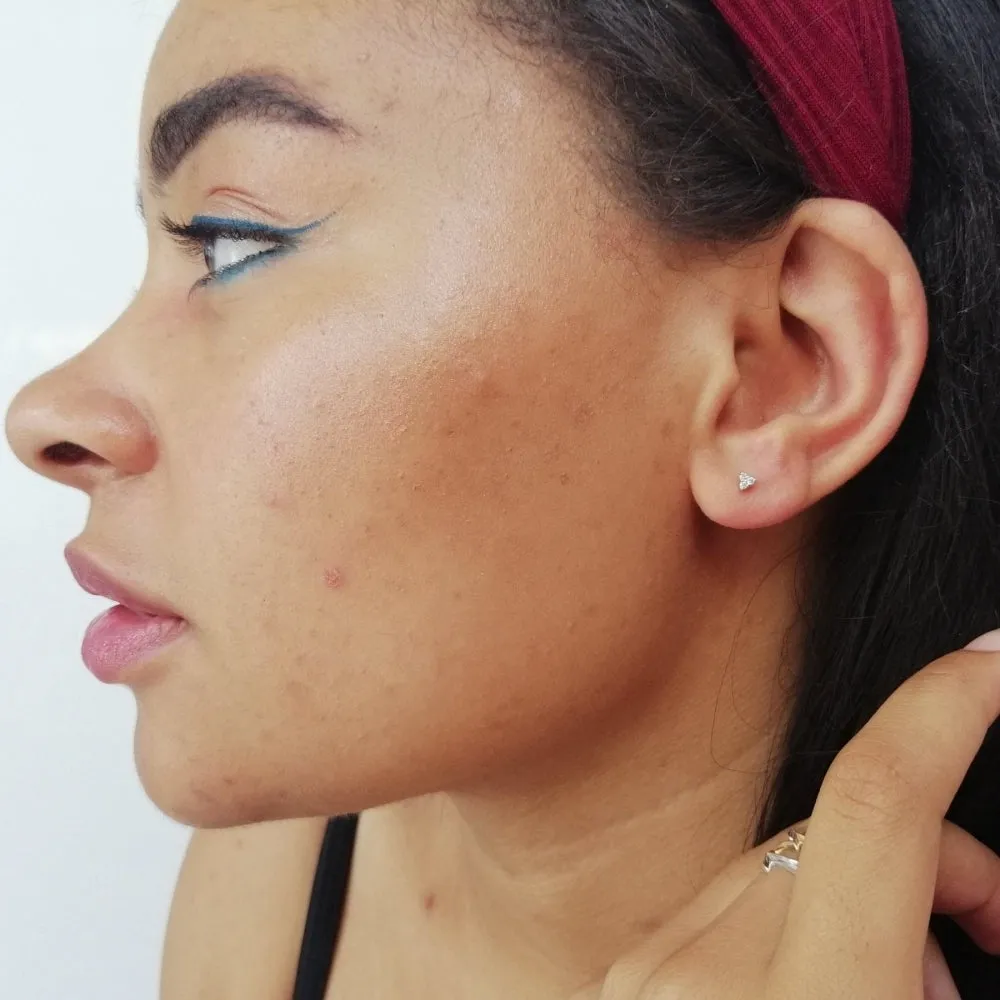 Sparkling Trinity Stud Earrings - Silver - SPS-218