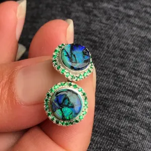 Spiderweb Opal Inlay Stud Earrings