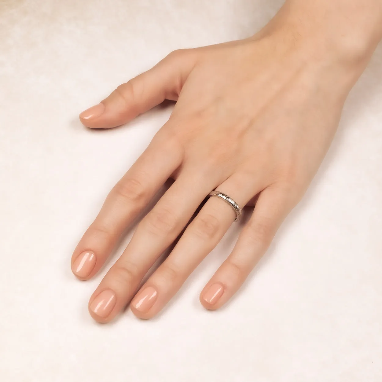 Sterling Silver Diagonal Textured Elements Ring
