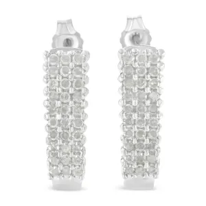 Sterling Silver Rose Cut Diamond J Shape Hoop Earrings (1 cttw, I-J Color, I2-I3 Clarity)