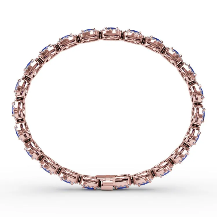 Striking Oval Sapphire and Diamond Bracelet