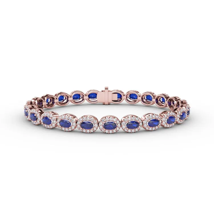 Striking Oval Sapphire and Diamond Bracelet