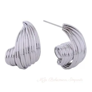 Stud White Gold Small Spiral Wire for Women