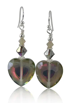 Sunset Crystal Heart Beaded Earrings