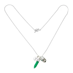 SUPERPOWER CHARM NECKLACE - CHRYSOPRASE WITH DIAMOND QUARTZ - SILVER