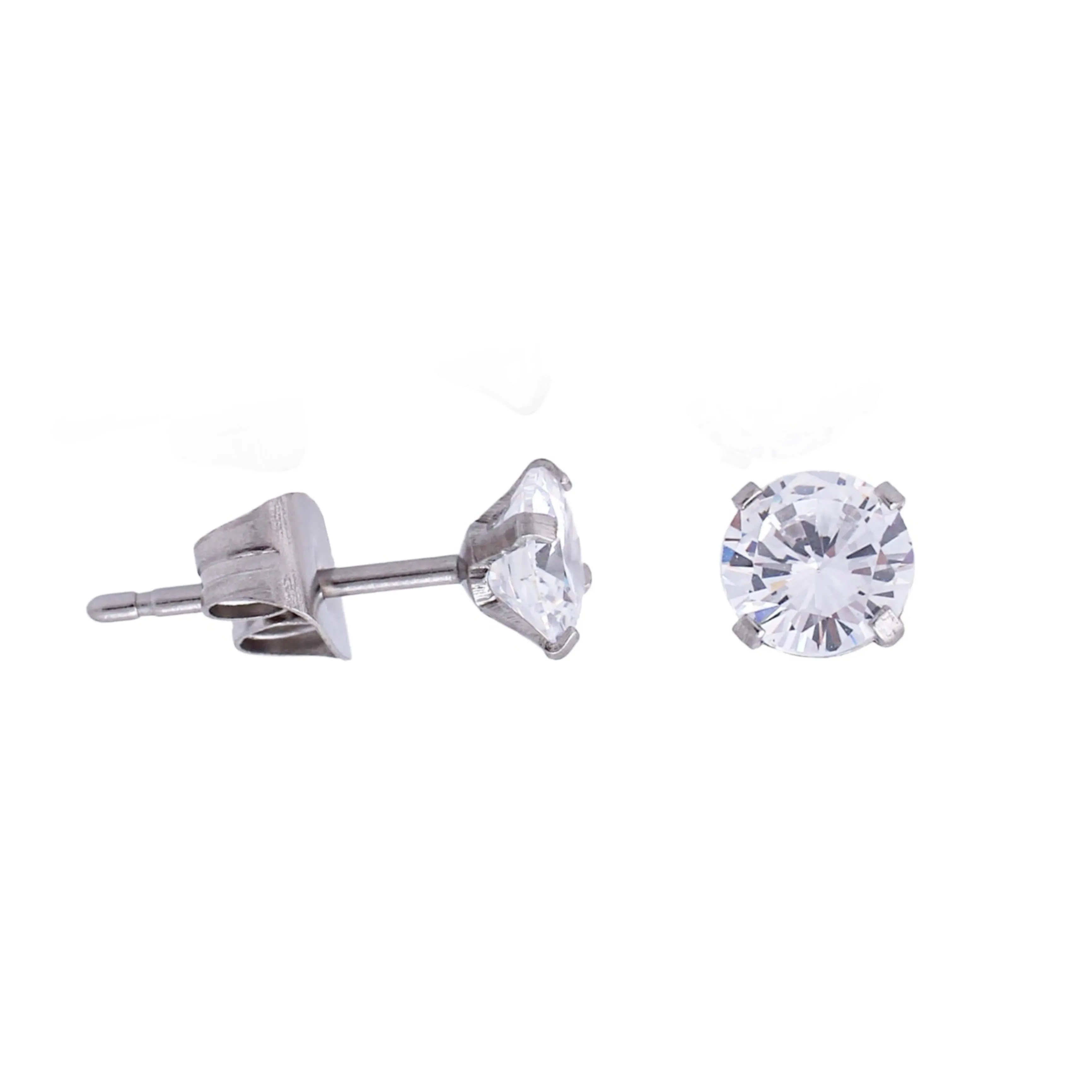 Surgical Steel Round CZ Stud Earrings