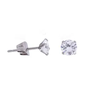 Surgical Steel Round CZ Stud Earrings