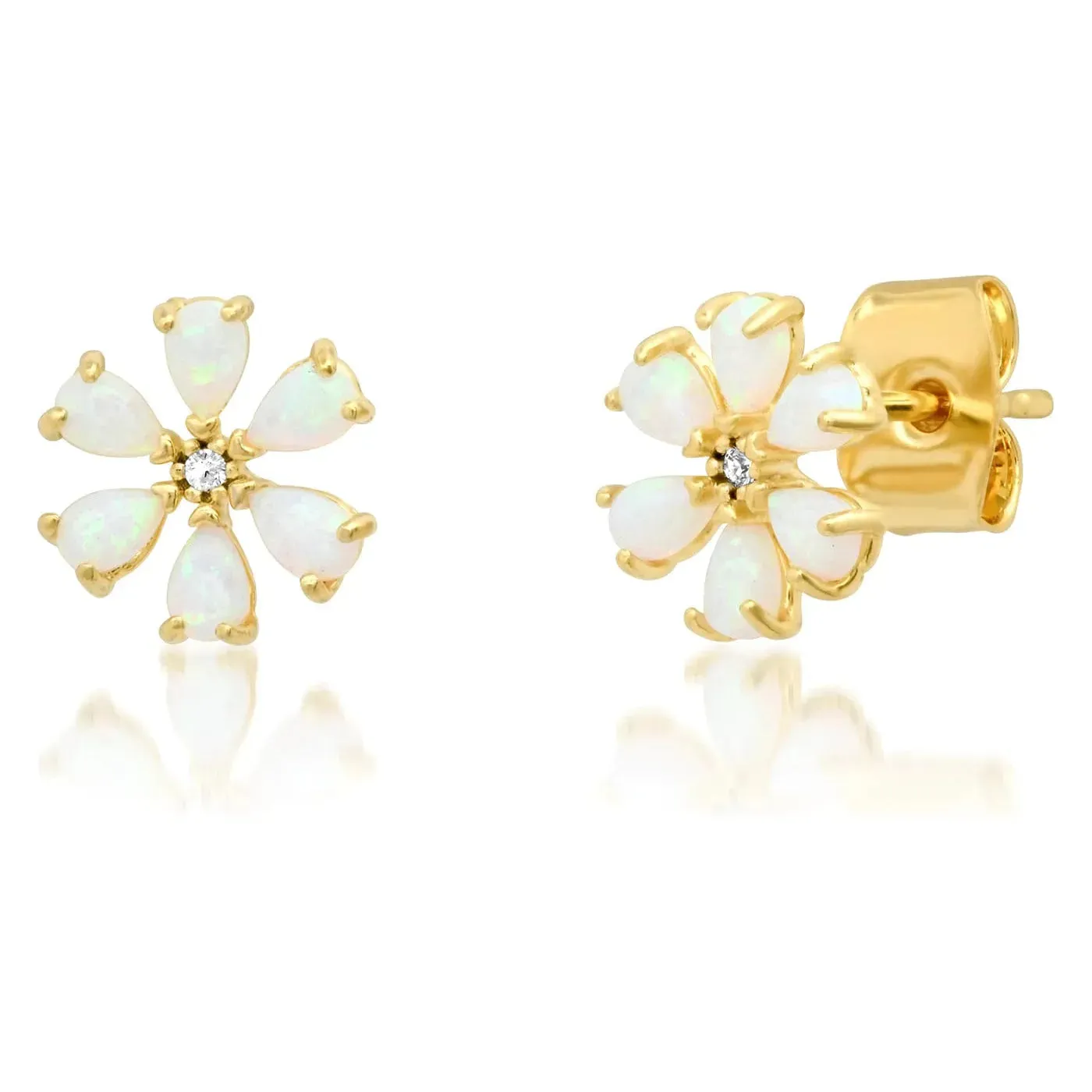 TAI  Stone Flower Petal Post Earrings