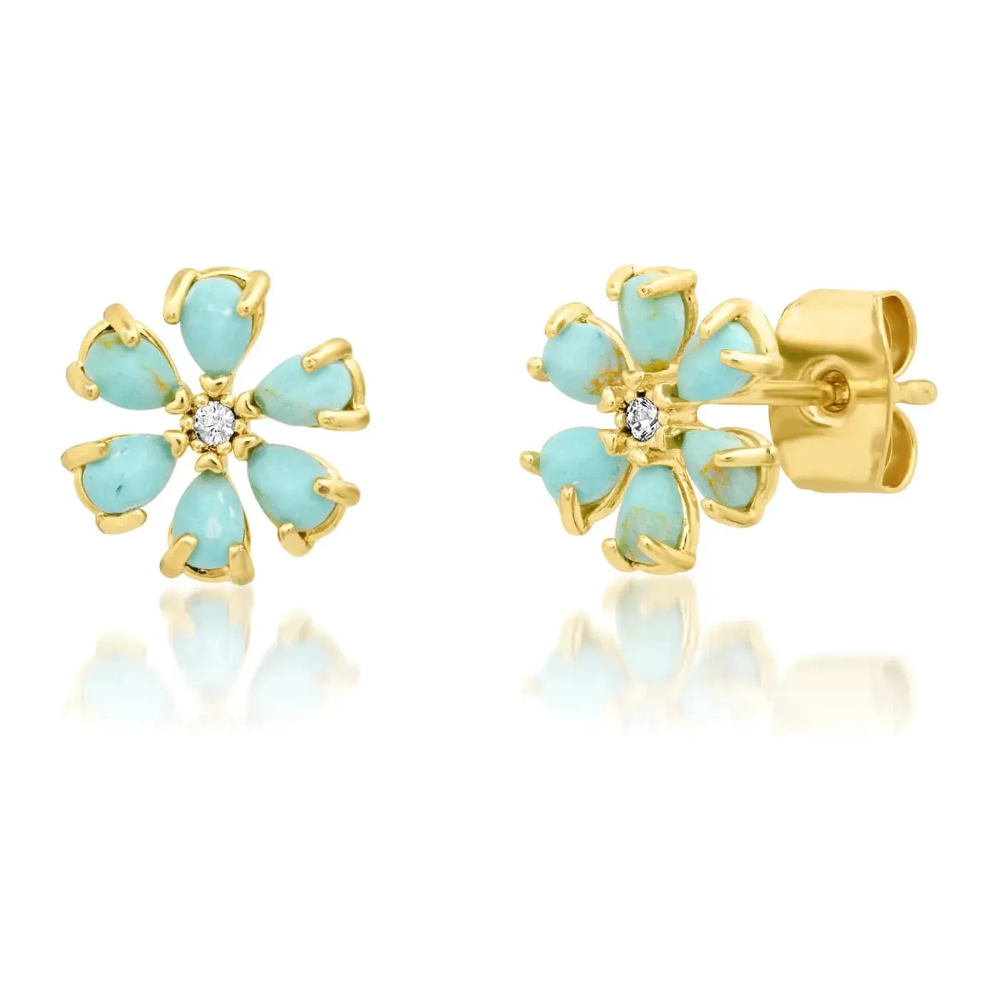 TAI  Stone Flower Petal Post Earrings