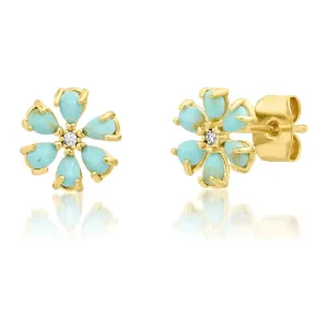 TAI  Stone Flower Petal Post Earrings