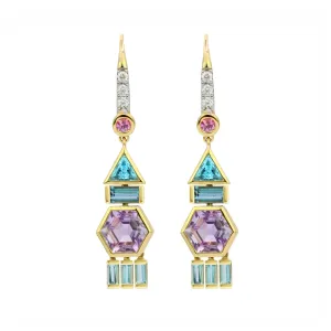 The Dreamer 18K Honeycomb Gemstone Dangle Earrings