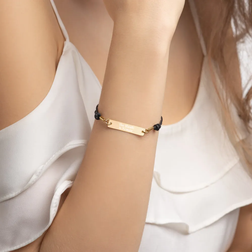 The Hustle is Female Engraved Silver Bar String Bracelet