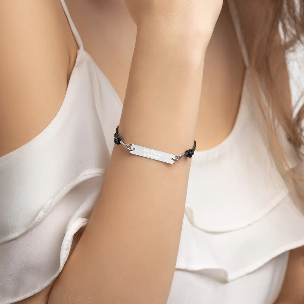 The Hustle is Female Engraved Silver Bar String Bracelet