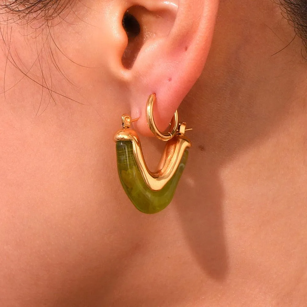 Trendy Gold-Plated Acrylic Hoop Earrings for Women - Statement Fashion Accessories