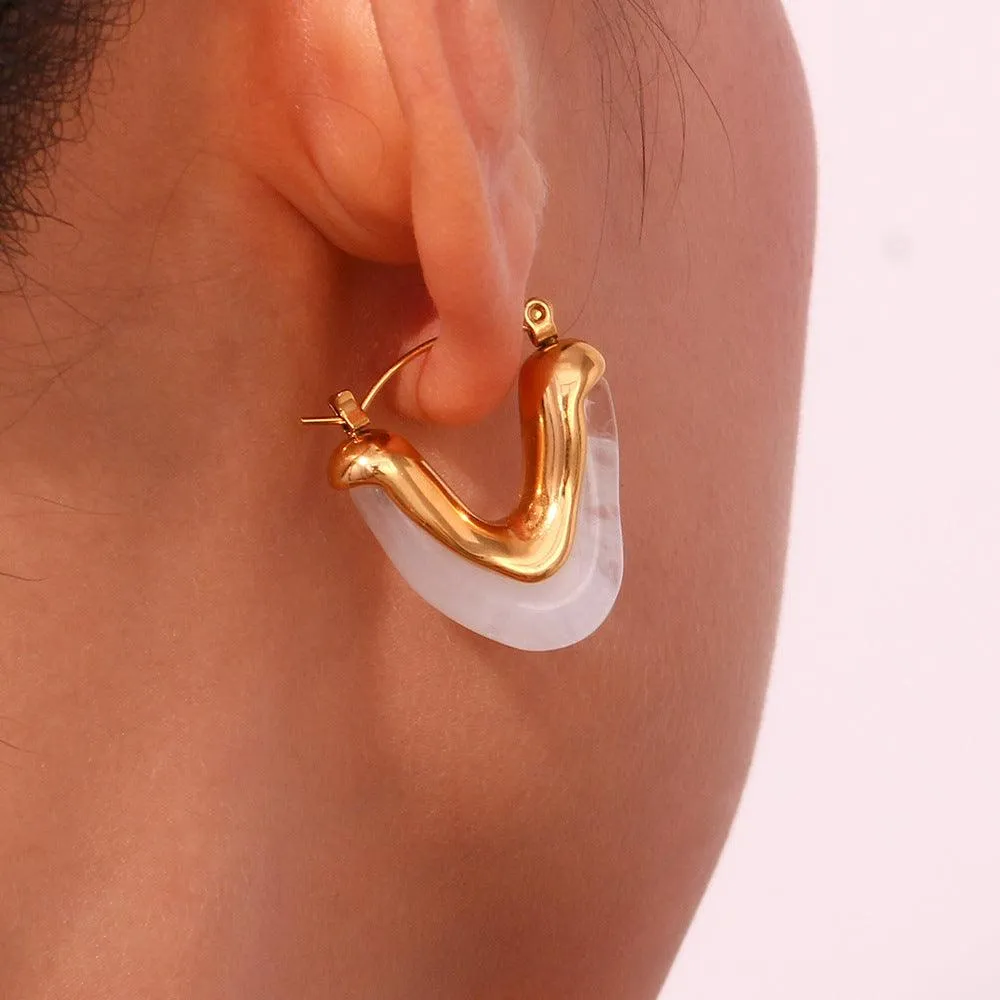 Trendy Gold-Plated Acrylic Hoop Earrings for Women - Statement Fashion Accessories