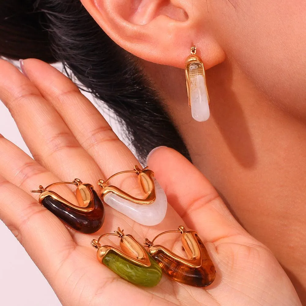 Trendy Gold-Plated Acrylic Hoop Earrings for Women - Statement Fashion Accessories