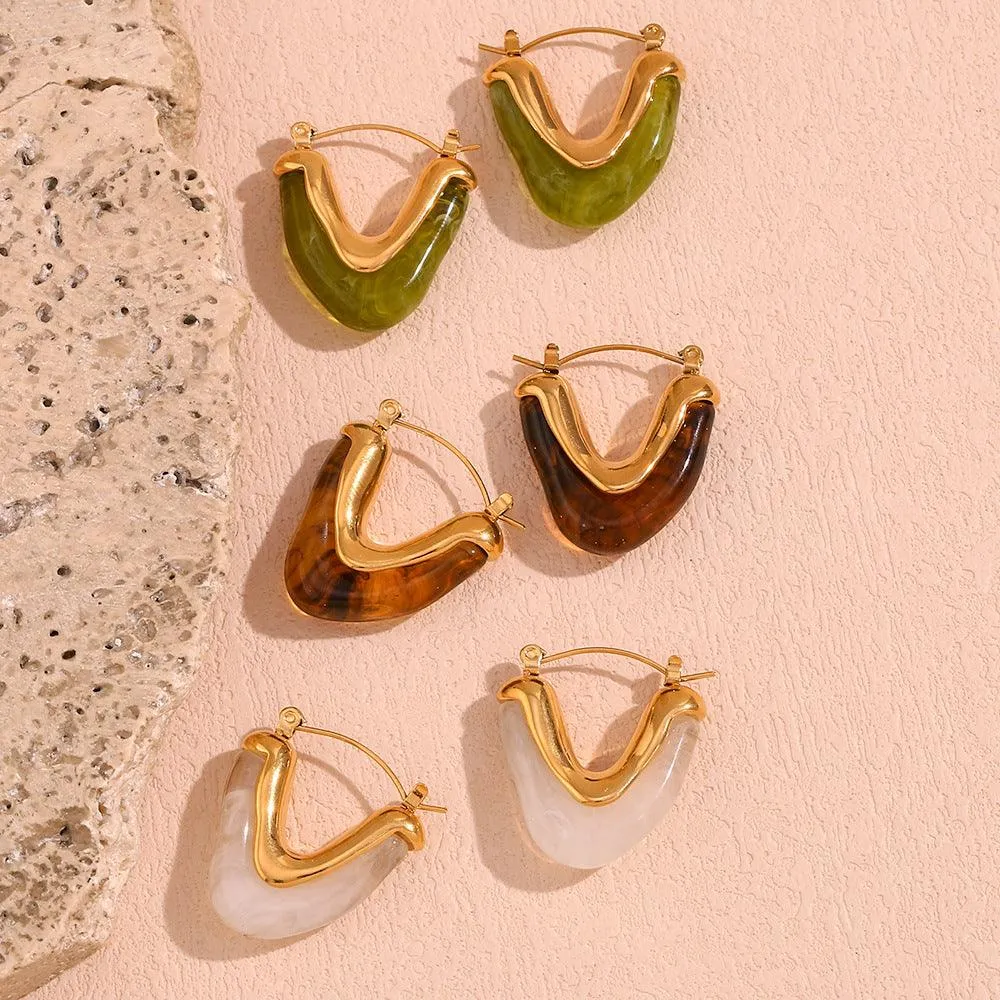 Trendy Gold-Plated Acrylic Hoop Earrings for Women - Statement Fashion Accessories
