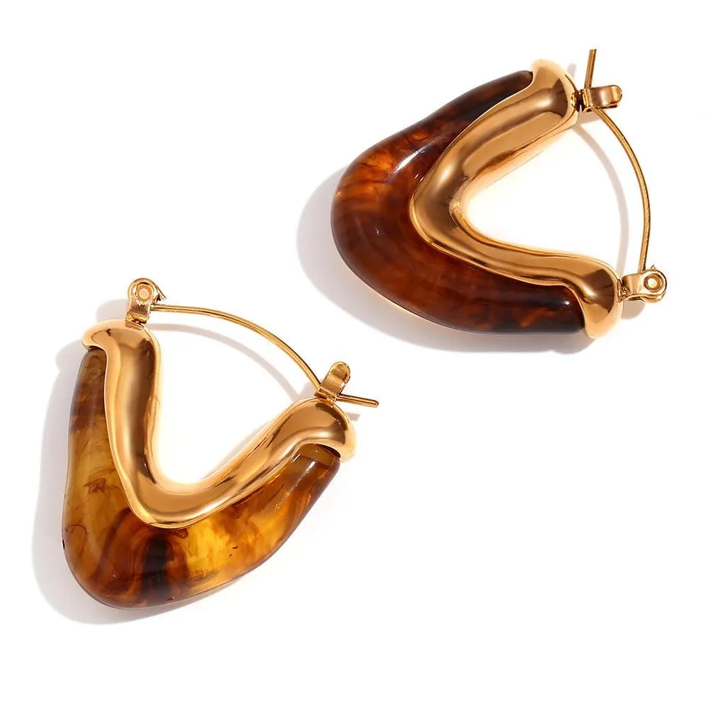 Trendy Gold-Plated Acrylic Hoop Earrings for Women - Statement Fashion Accessories