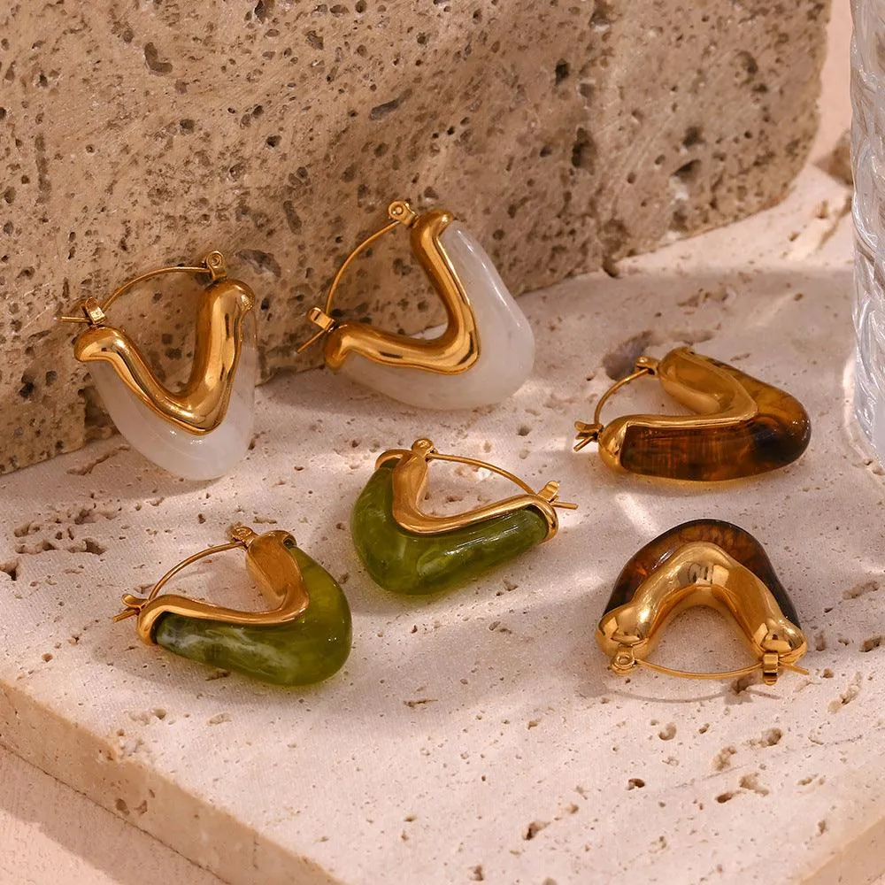 Trendy Gold-Plated Acrylic Hoop Earrings for Women - Statement Fashion Accessories