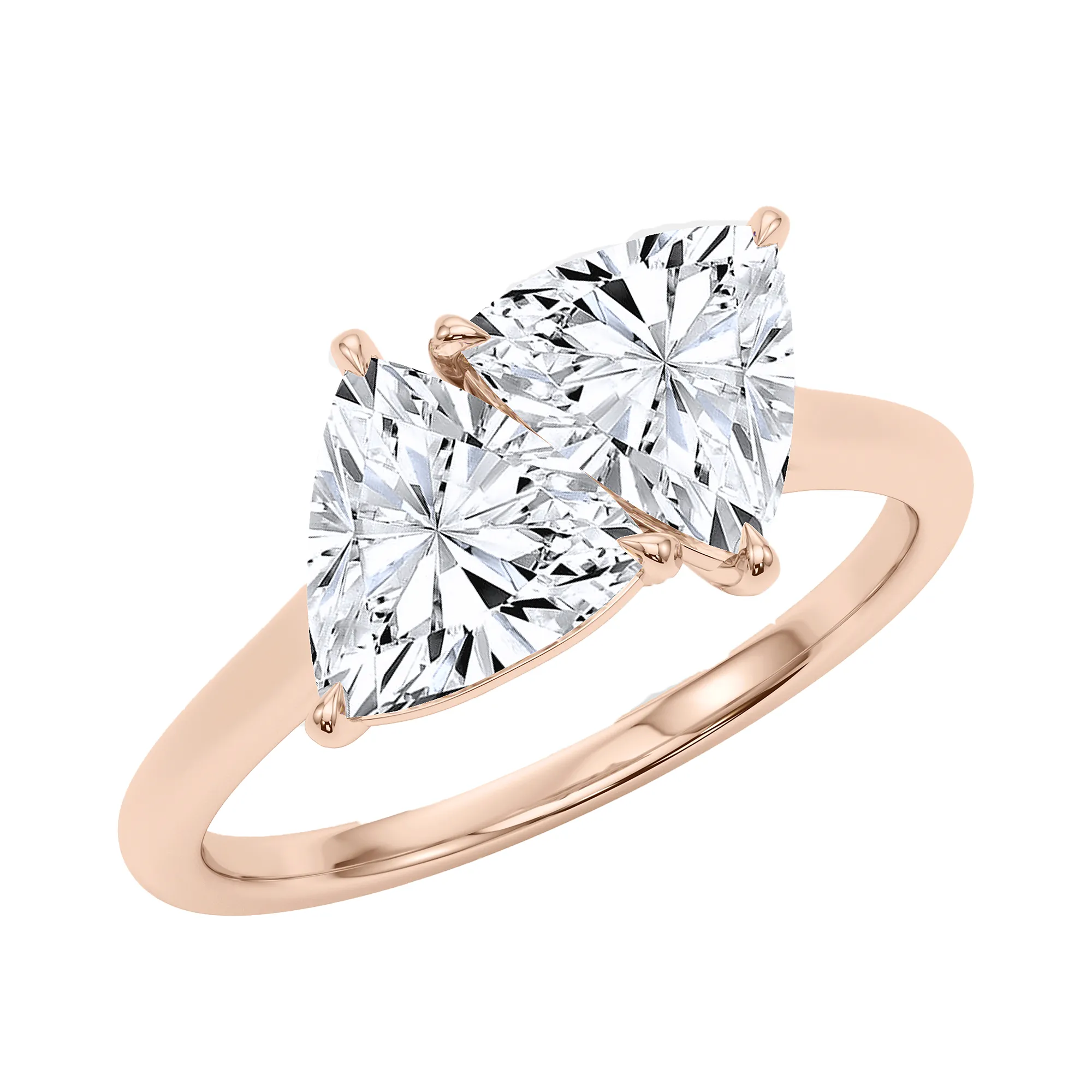 Twin Trillion-Cut Diamond Engagement Ring