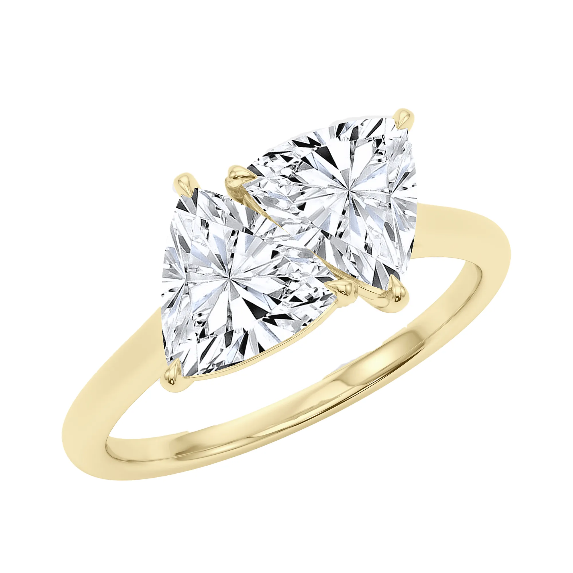 Twin Trillion-Cut Diamond Engagement Ring