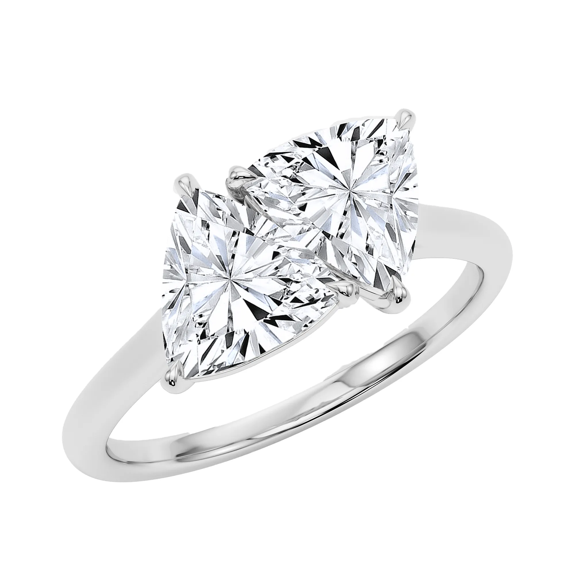 Twin Trillion-Cut Diamond Engagement Ring