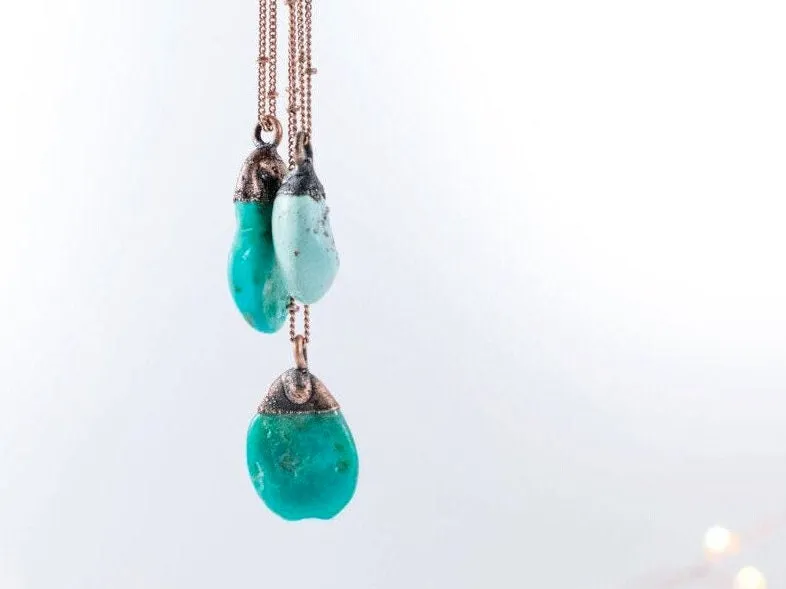 Turquoise nugget necklace | Raw turquoise jewelry