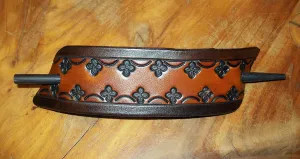 Two Tone Flower Large Leather Barrette