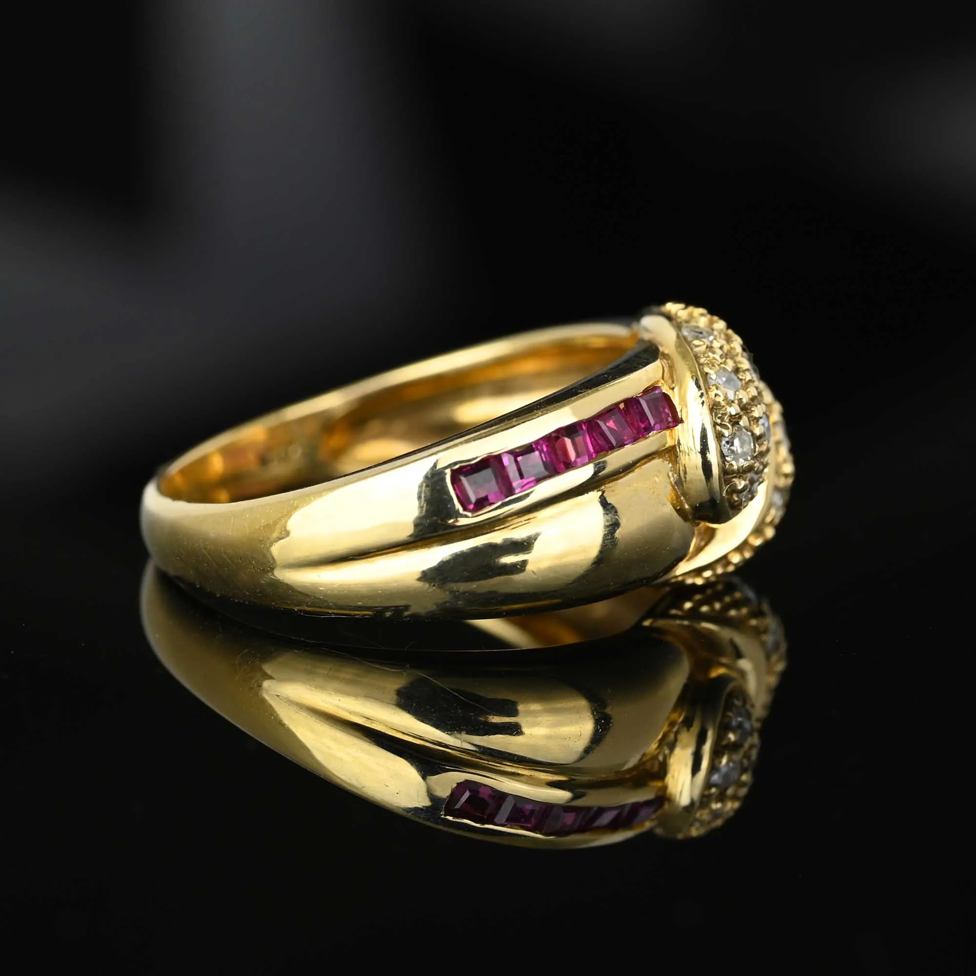 Vintage Gold Diamond Ruby Double Snake Ring