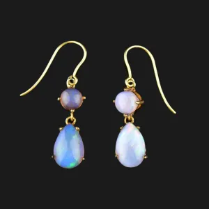 Vintage Gold Opal Drop Earrings
