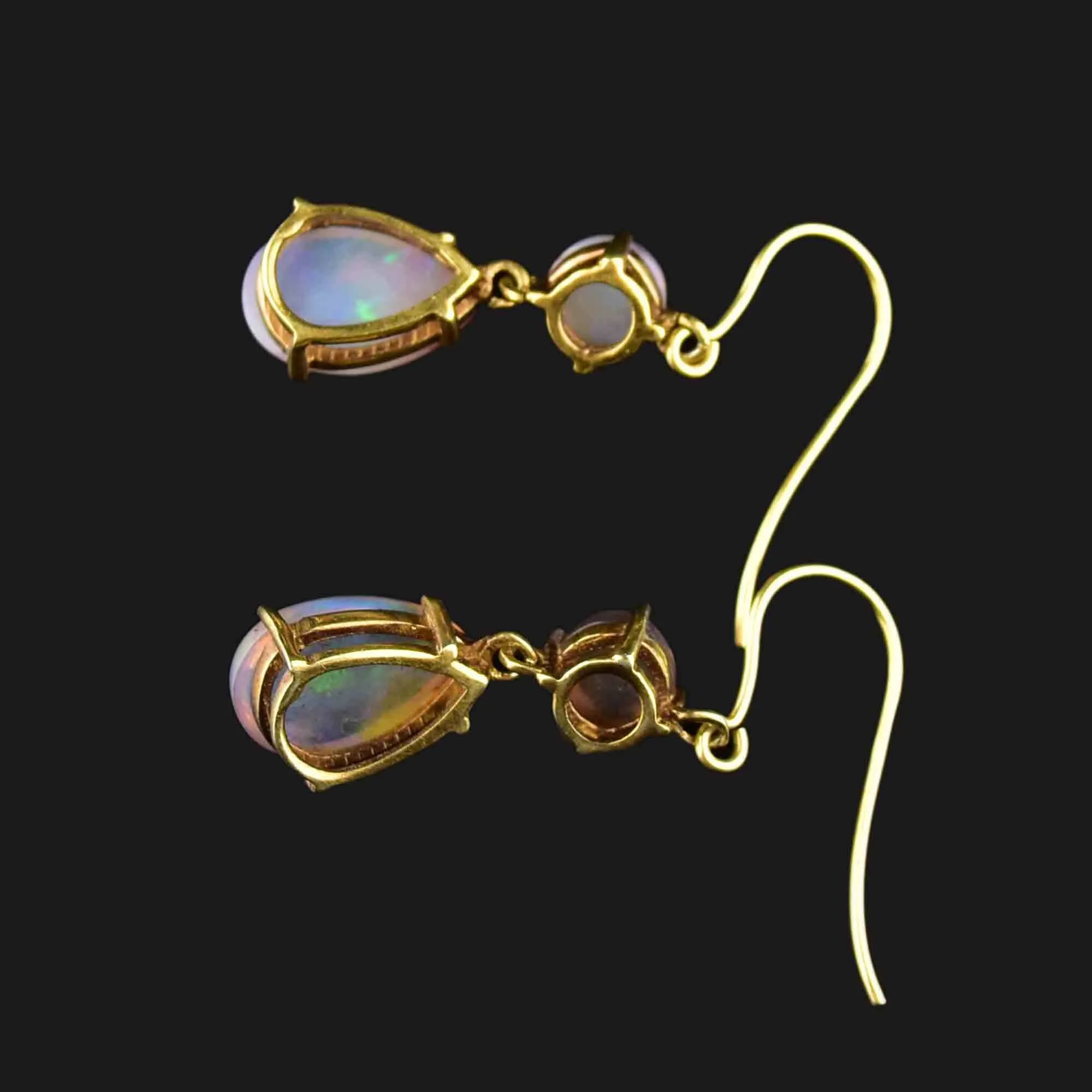 Vintage Gold Opal Drop Earrings