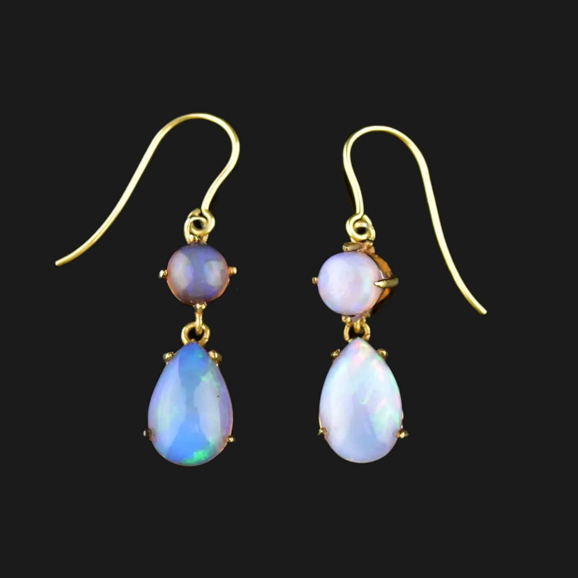 Vintage Gold Opal Drop Earrings