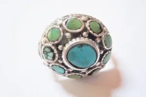 Vintage Ladakh Silver and Turquoise Ring